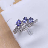 Crystal Natural Tanzanite Ring Inlaid