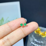 Natural Emerald Stud Earrings Stone 3MM Granny Green