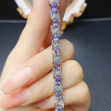 Natural Tanzanite Bracelet S925 Silver Inlaid