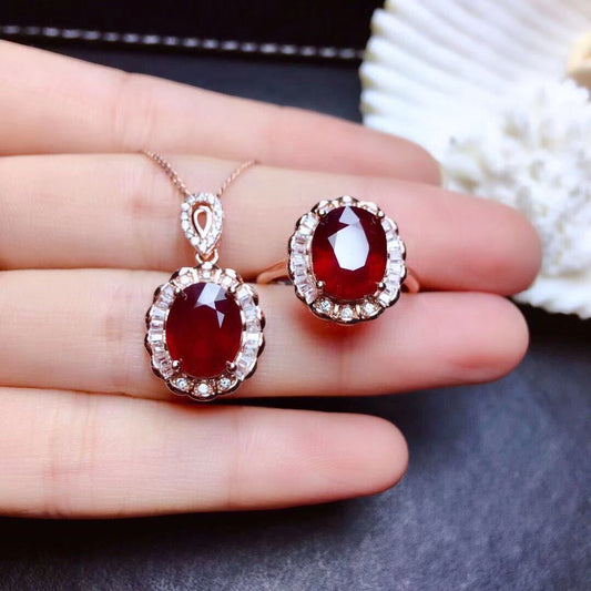 Red Stone Ring & Pendant Set — Lithologie