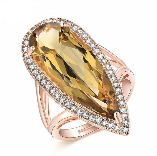 Teardrop Ring — Golden Yellow Stone — Lithologie