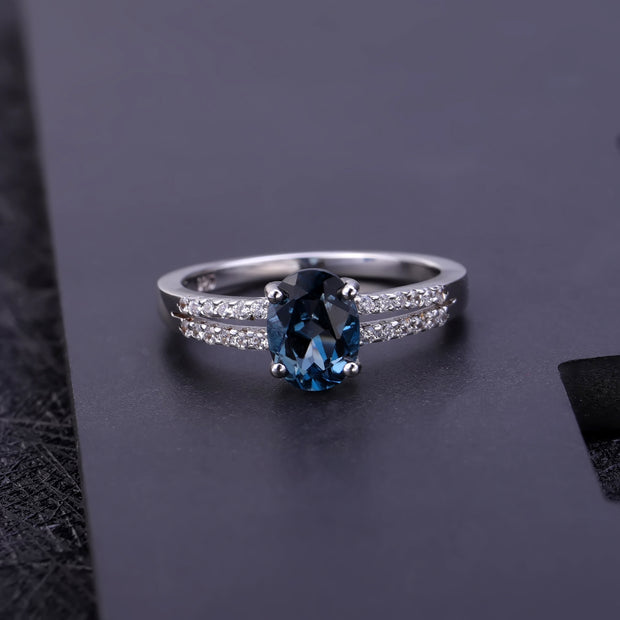 Topaz Natural Stone 925 Silver Crystal Ring