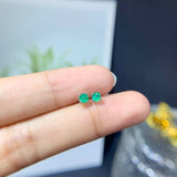 Natural Emerald Stud Earrings Stone 3MM Granny Green