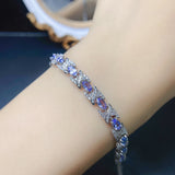 Natural Tanzanite Bracelet S925 Silver Inlaid