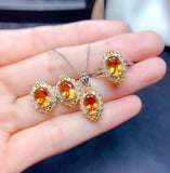 Citrine Set Ring Pendant Earrings