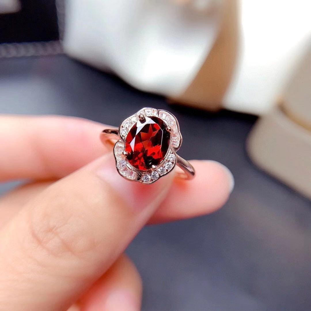 Deep Red Stone Set — Ring, Necklace & Earrings, view 3