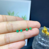 Natural Emerald Stud Earrings Stone 3MM Granny Green