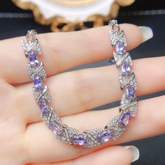Blue-Violet Stone Bracelet — Silver Finish — Lithologie