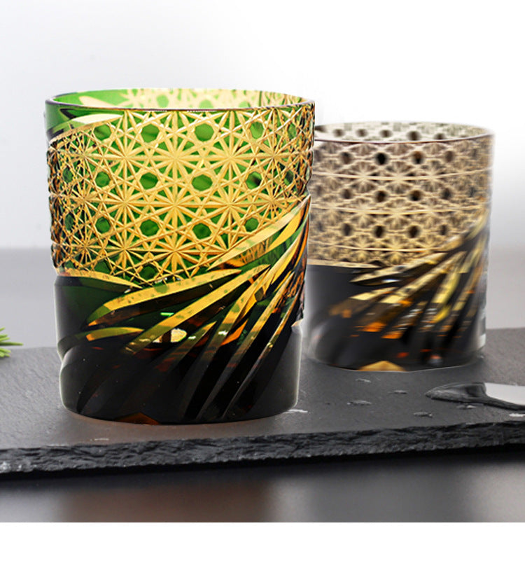 Edo Kiriko Japanese style Whiskey Glass Hand Carved – Lithologie
