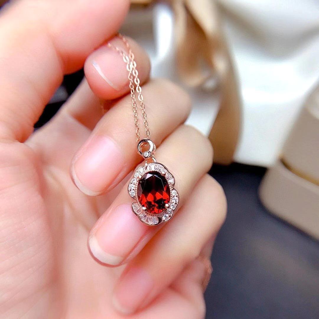 Deep Red Stone Set — Ring, Necklace & Earrings, view 4