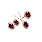 Natural Garnet Stone Set 925 Silver Inlaid Necklace