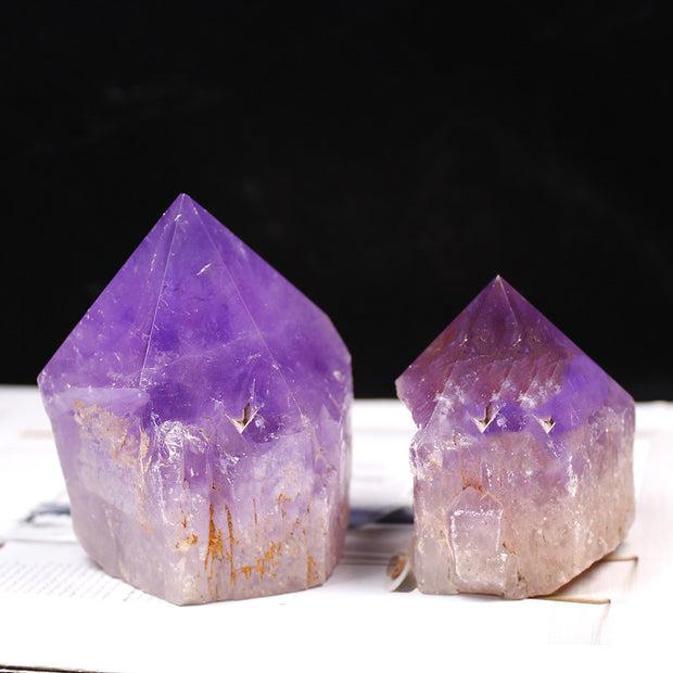Natural Amethyst Rough Stone Ornament Hexagonal Pillar