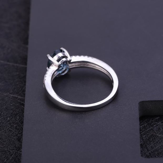Topaz Natural Stone 925 Silver Crystal Ring