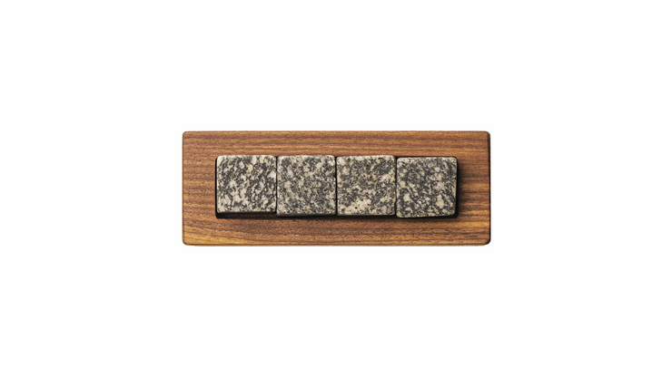 Whisky stones gabbro on walnut side up
