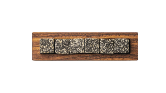 6 whisky stones gabbro on walnut side up