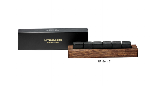 6 whisky stones dark on walnut
