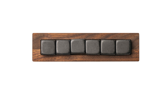 6 whisky stones dark on walnut side up