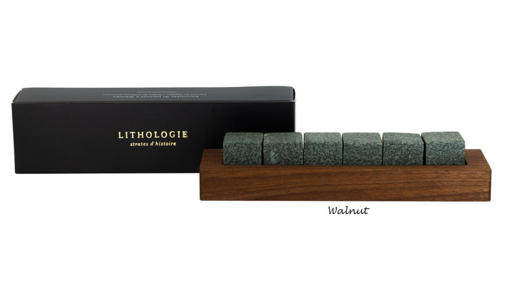 6 whisky stones verde on walnut